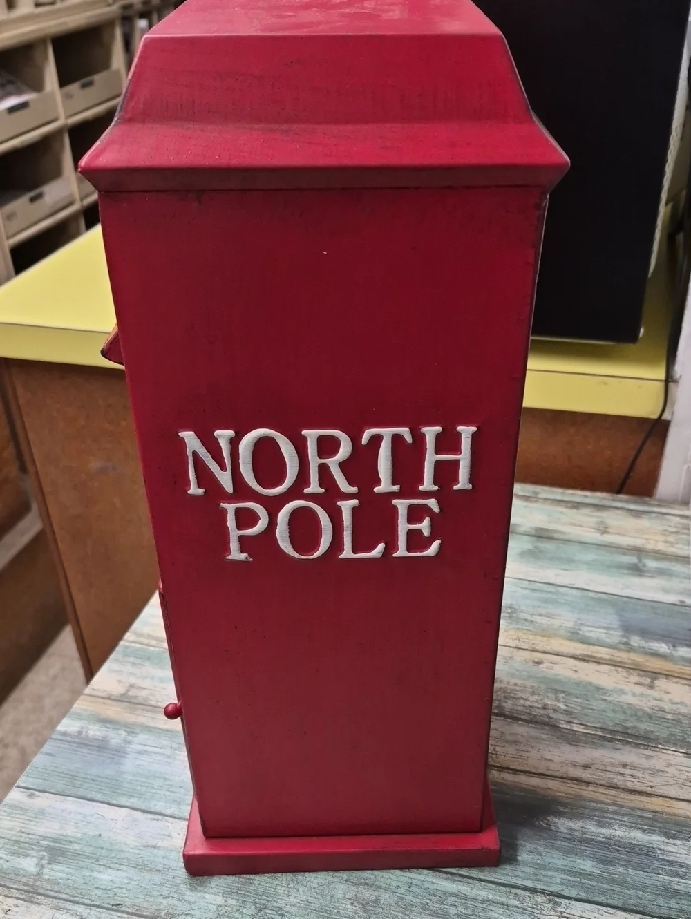 CHRISTMAS Metal Mailbox Letters To Santa Red 15x8x6